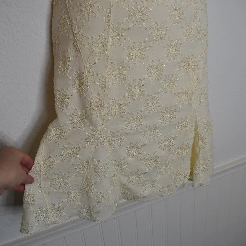Free People Dress Daisy Lace Sz M Mini Floral Stretchy Neutral Cottagecore Boho - Picture 6 of 15